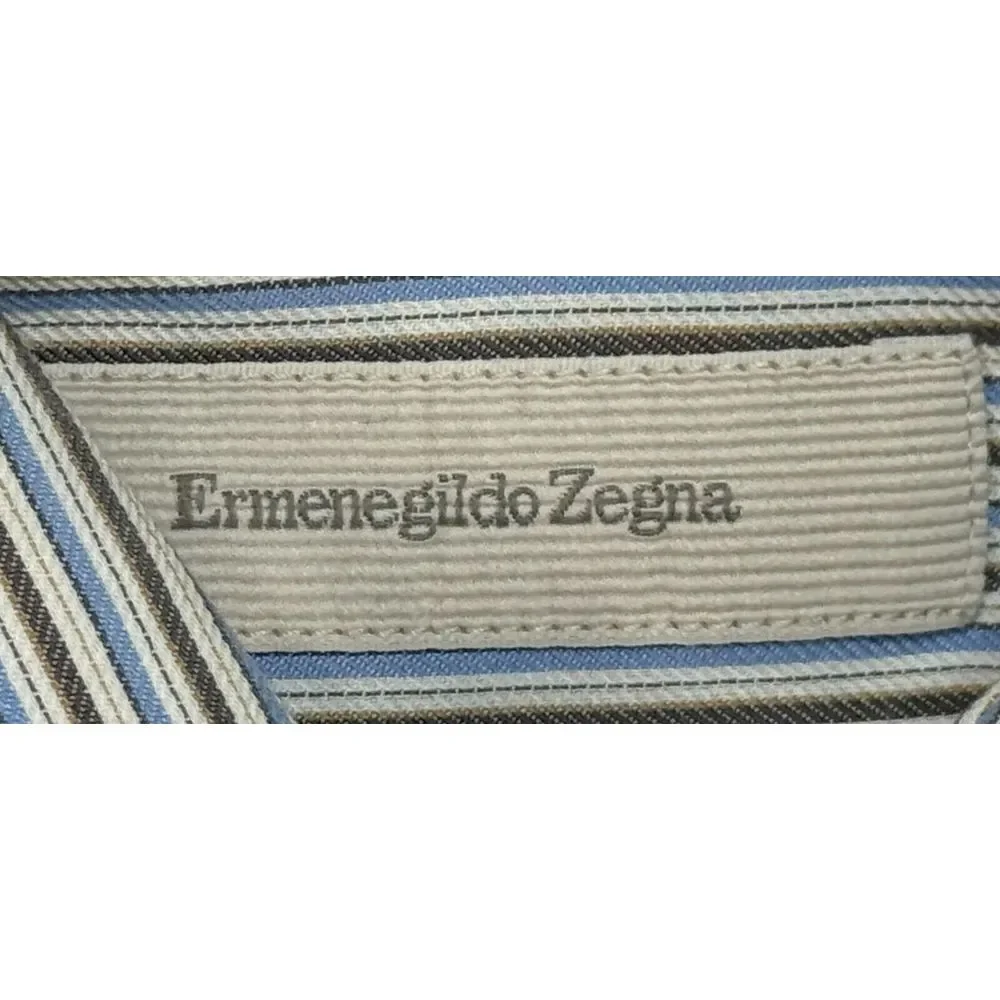 Ermenegildo Zegna Men's Striped Button Down Long Sleeve Dress Shirt Size‎ Medium